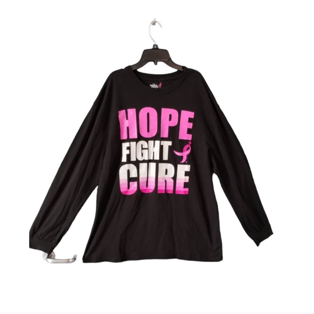 Susan G Komen Black Long Sleeve Shirt Size XL Hope Fight Cure Pink Ribbon